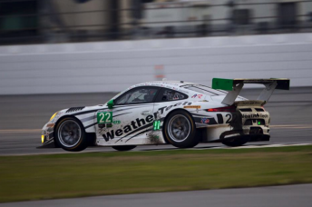 The broken rear win on Van Gisbergen's Porsche