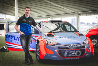 Hayden Paddon with the new Hyundai New Zealand Rally Team i20
