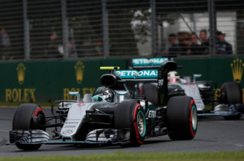 Nico Rosberg heads Lewis Hamilton in a Mercedes one-two