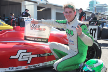 Nick Rowe celebrates pole position