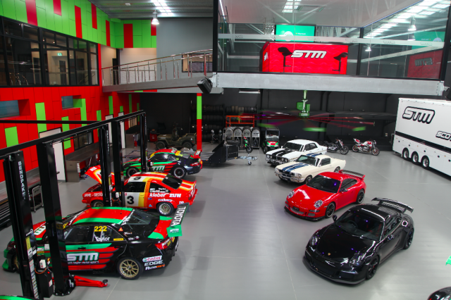 The shop houses Taylor's race and road vehicles