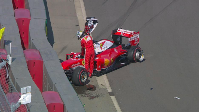 Sebastian Vettel picks up the pieces after his Russian Grand Prix lasted just three corners after being hit twice by Red Bull’s Daniil Kvyat.