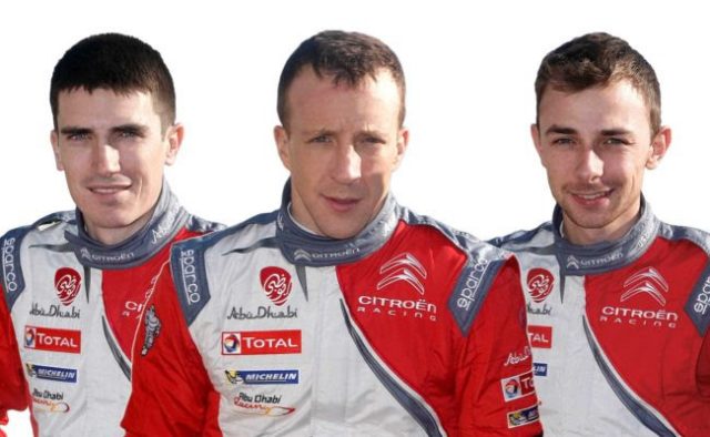 Citroen's 2017 WRC line-up from left Craig Breen, Kris Meeke and Stephane Lefebvre