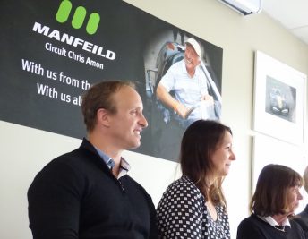 James, Georgie and Tish Amon at Manfeild as the circuit is renamed after their late dad and husband Chris Amon.